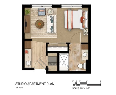 Floor plan for a studio apartment