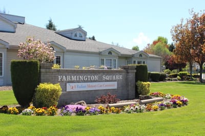 Front entrance sign of Farmington Square Medford