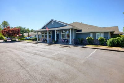 Exterior view of the Bridgecreek Memory Care facility