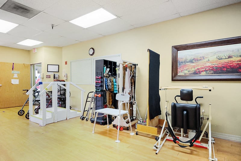 Interior of a rehabilitation area with equipment