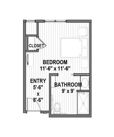 Architectural floor plan of a resident unit