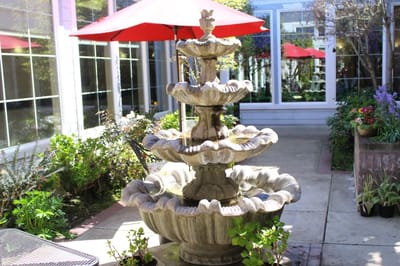 Decorative fountain in a garden area