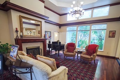 Cozy common area with seating in a bright lobby