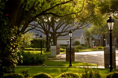 Picturesque outdoor view of residential pathway