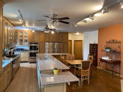 Interior view of a communal kitchen in a care facility