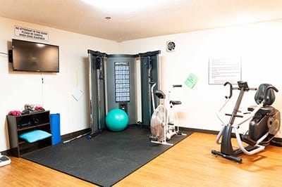 Interior view of exercise equipment in a fitness room