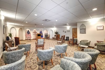Common area seating arrangement in a senior living facility