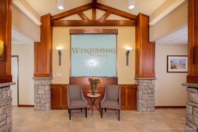Interior view of Windsong lobby with seating area and decor