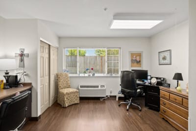 Cozy interior room with desk and chair