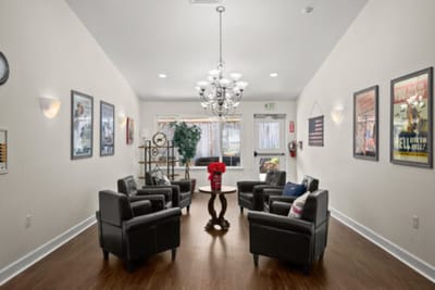 Common area with seating and decorations