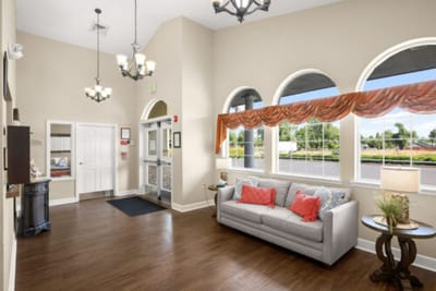 Bright and welcoming lobby area with seating