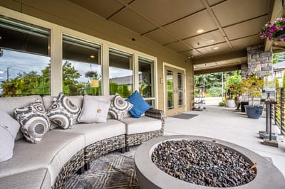 Cozy outdoor seating area with a fire pit