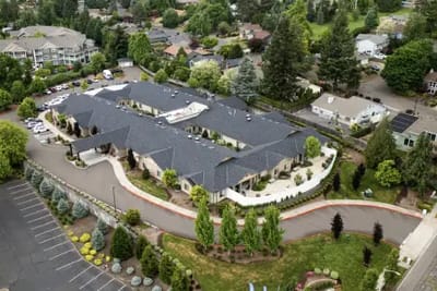 Aerial view of Sunnyside Meadows senior living facility