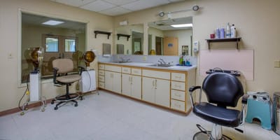 Hair salon area within assisted living facility