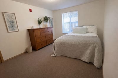 Cozy bedroom setup in a residential care facility