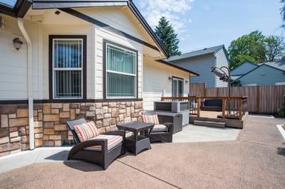 Outdoor seating area with comfortable furniture