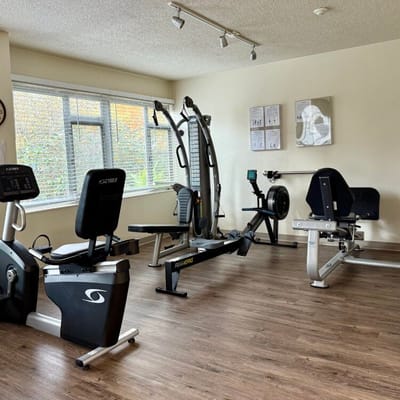 Interior view of a fitness area with exercise equipment