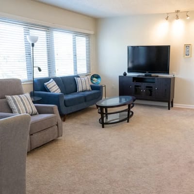Cozy living room setup with comfortable furniture