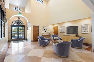 Bright common area with comfortable seating