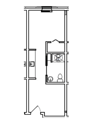 Architectural floor plan of a resident room layout