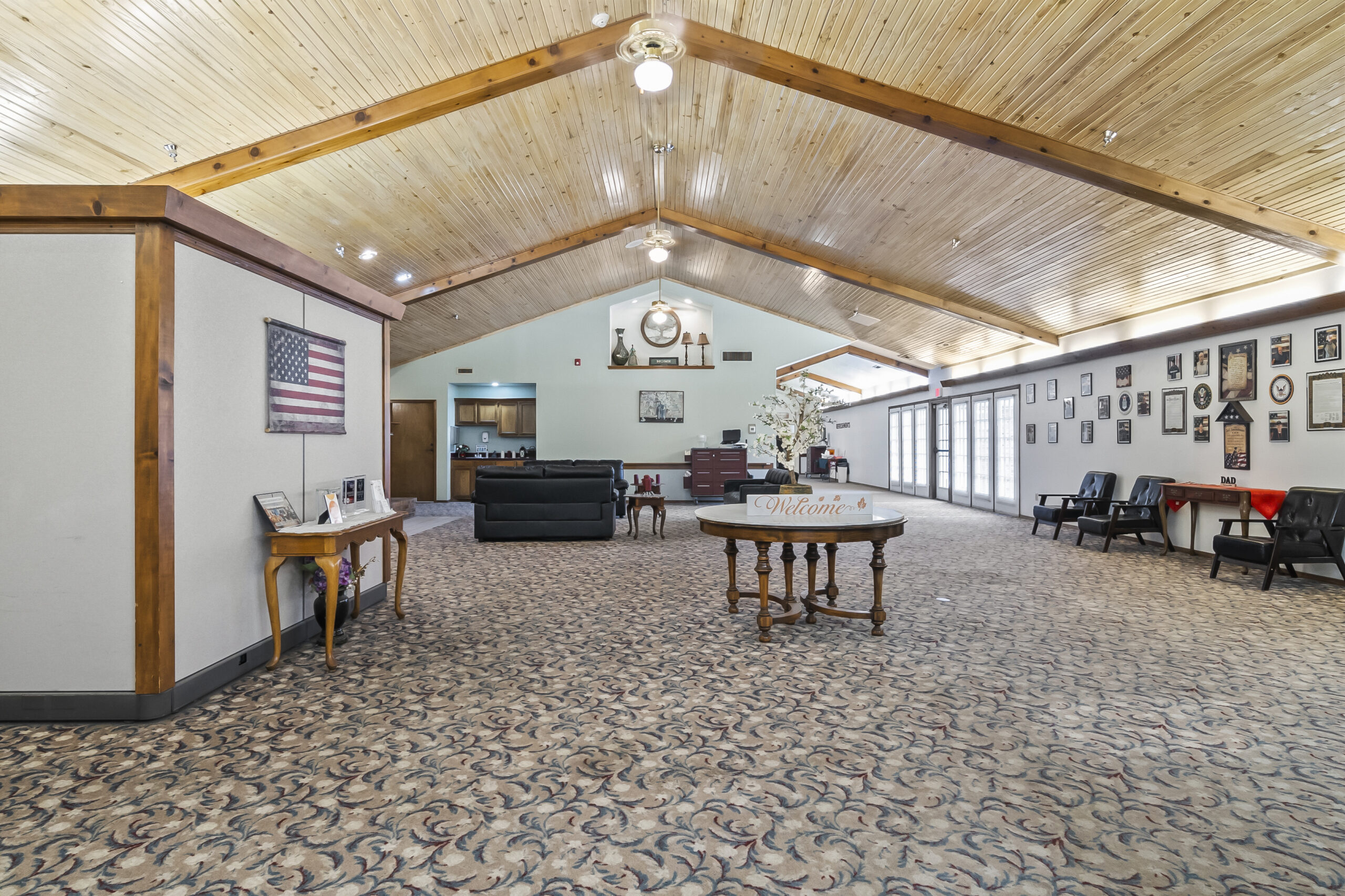 Interior of a welcoming common area with seating
