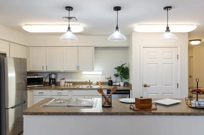 Modern kitchen interior in a senior living facility