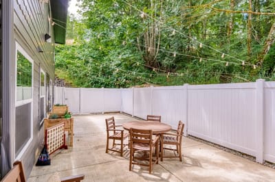 Outdoor patio area with seating