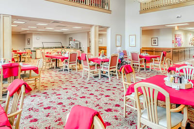 Interior dining area with tables and chairs