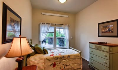 Cozy resident room with a view and decorative elements
