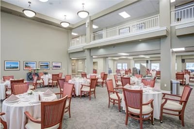 Elegant dining area with tables and decor