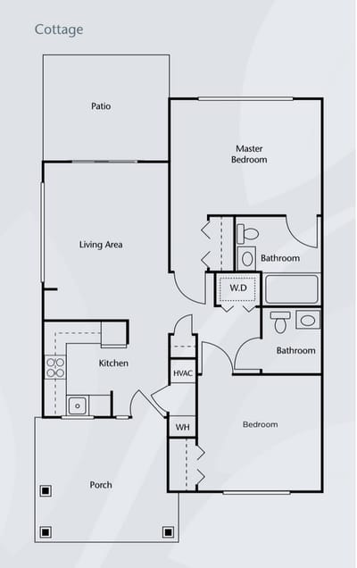 Architectural floor plan of a cottage layout