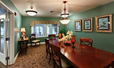 Cozy common area with dining table and decor