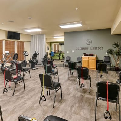 Interior view of a fitness center with exercise equipment