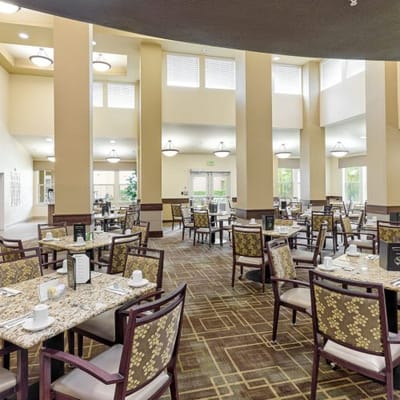 Dining area with tables set for meals