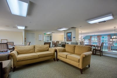Common area with seating and dining space