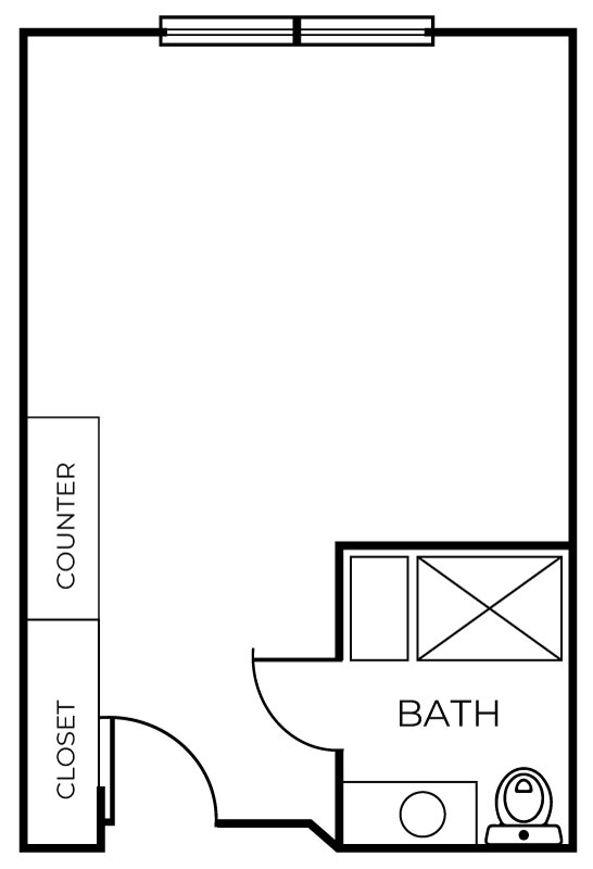 Architectural floor plan of a resident unit