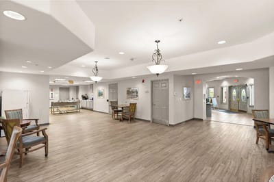 Interior view of a senior living facility common area