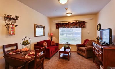 Cozy interior view of a senior living room