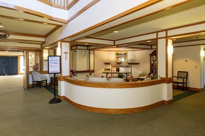 Interior view of the reception area in a senior living facility