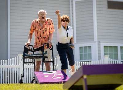 The Village at Lifequest, nursing home in Quakertown, PA — Seniors playing a lawn game at a retirement facility