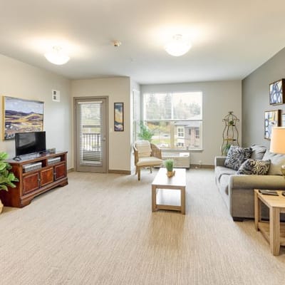 Cozy interior of a resident lounge area