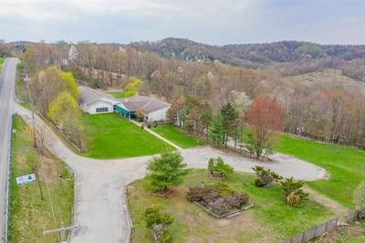 Aerial view of Pleasant Ridge surrounded by nature