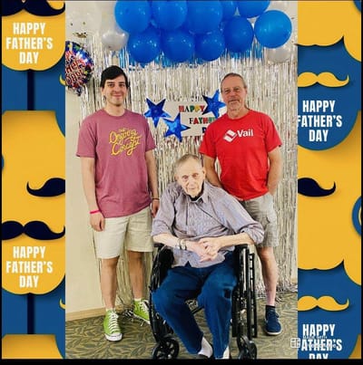 Residents celebrating Father's Day with family members