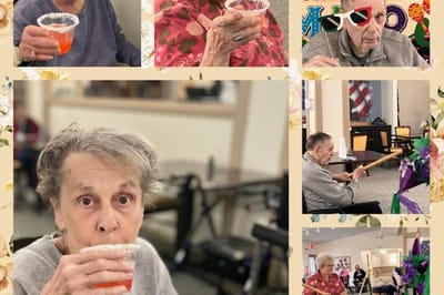 Residents enjoying drinks during a social activity