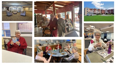 Residents engaging in activities in various facility settings