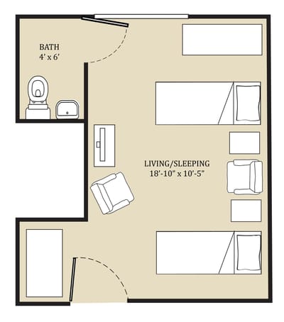 Floor plan of a shared living space