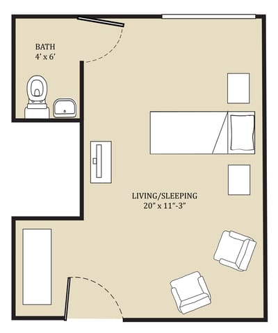 Architectural floor plan of a resident unit