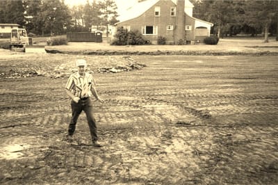 A person walking on a construction site