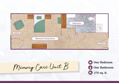 Floor plan of a memory care unit