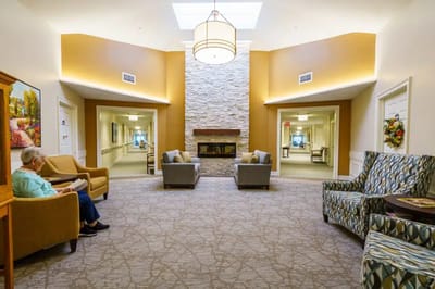 Residents relaxing in a comfortable common area